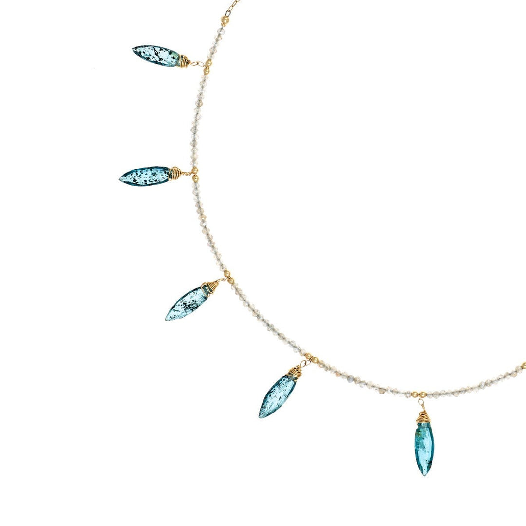 Kyanite Spikes with Labadorite Beads Necklace