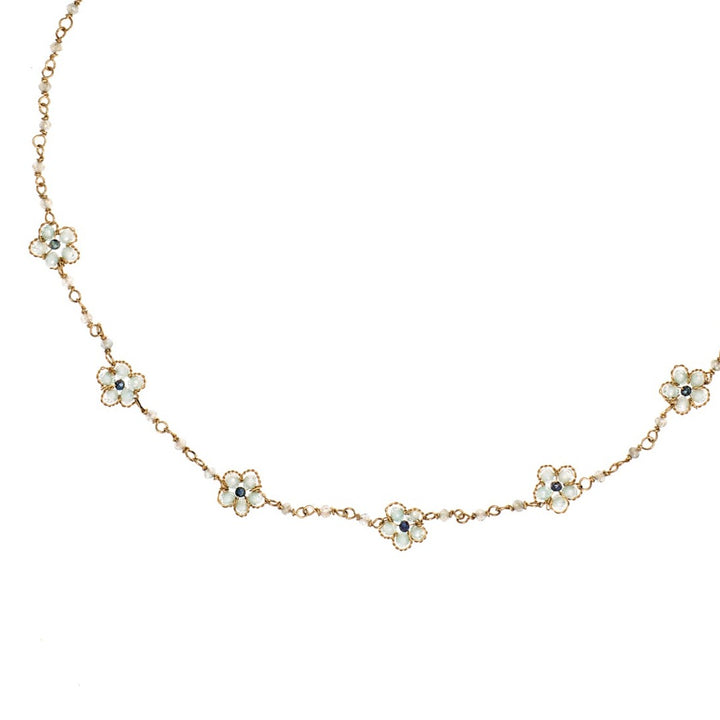 Labradorite Beaded Chain with Moissanite Flowers