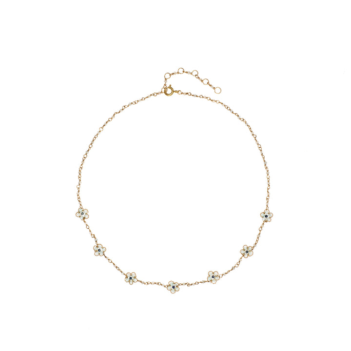 Labradorite Beaded Chain with Moissanite Flowers