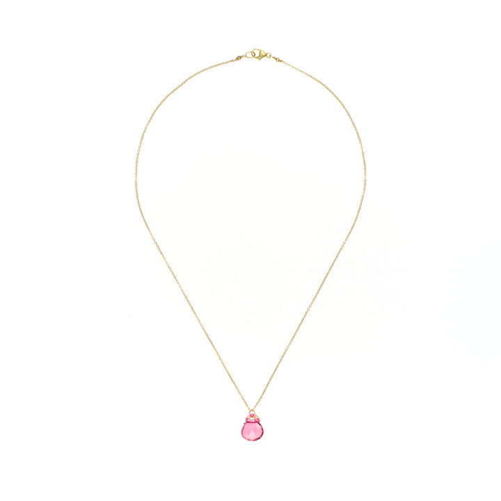 Pink Quartz with Silk Cord Bail Necklace