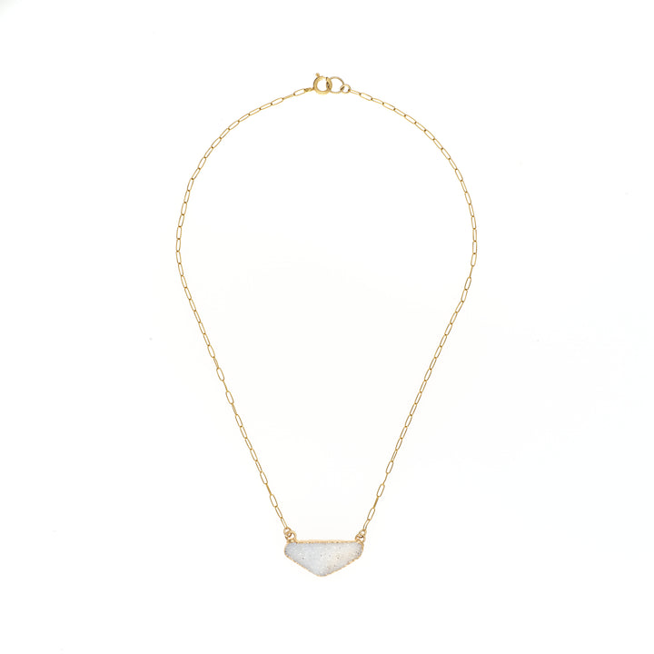 Drusy Pendant Paperclip Necklace