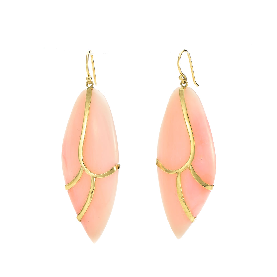 Pink Opal Minimalist Butterfly Wing Earrings