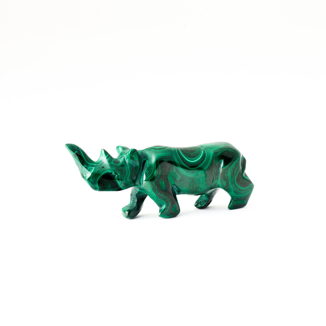 Malachite Rhino Carving