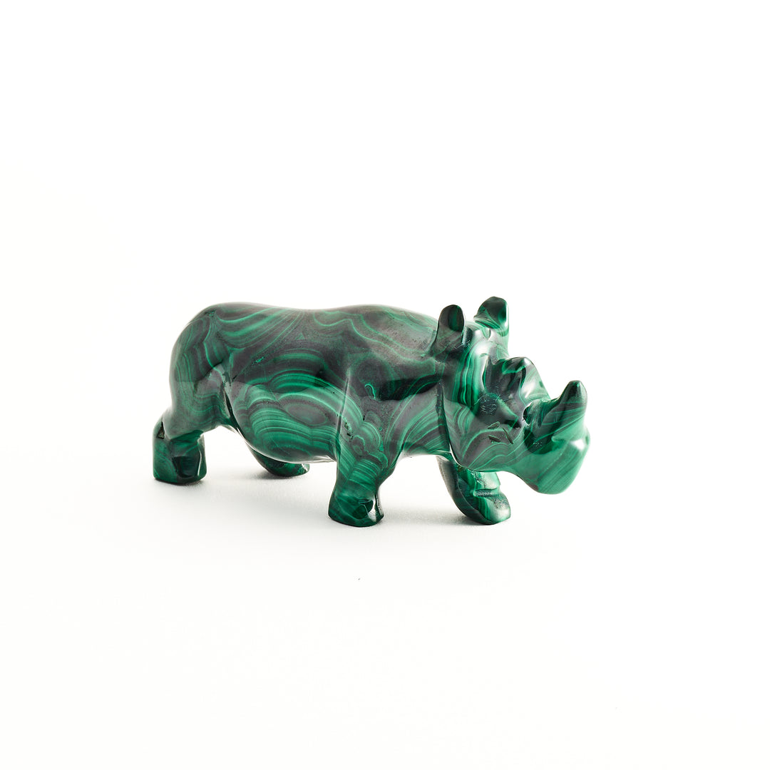 Malachite Rhino Carving