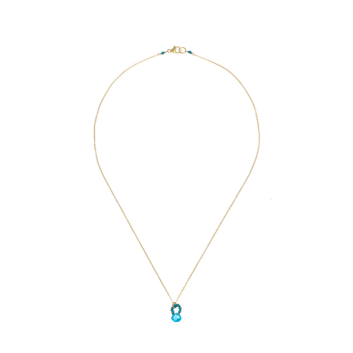 London Blue Beads & Blue Zircon Drop Necklace