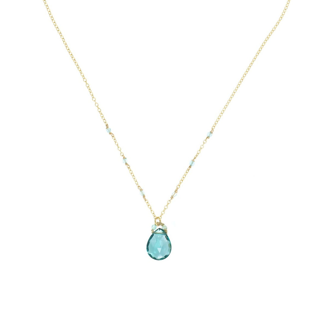 Aquamarine Quartz Drop Necklace