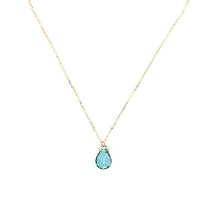 Aquamarine Quartz Drop Necklace