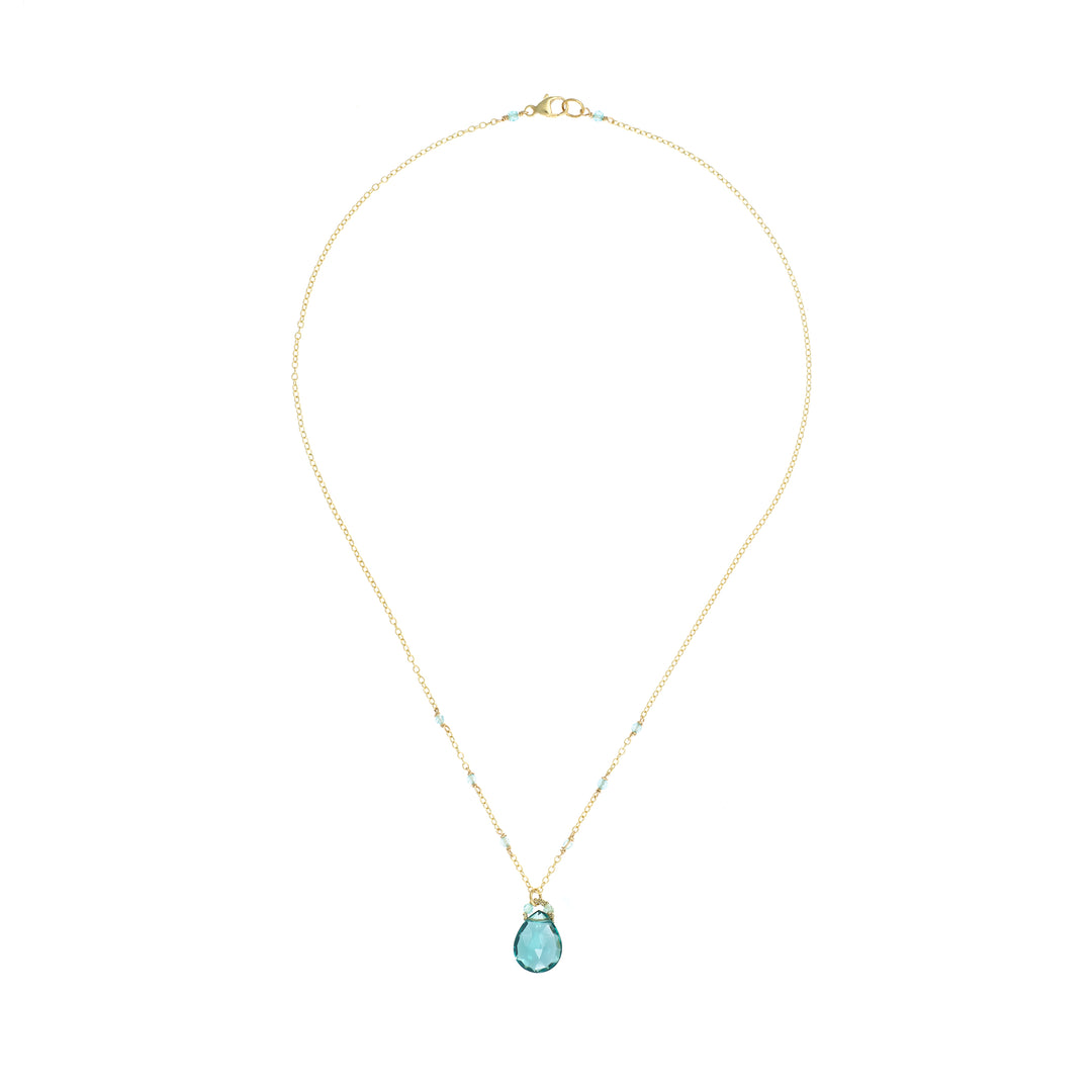 Aquamarine Quartz Drop Necklace