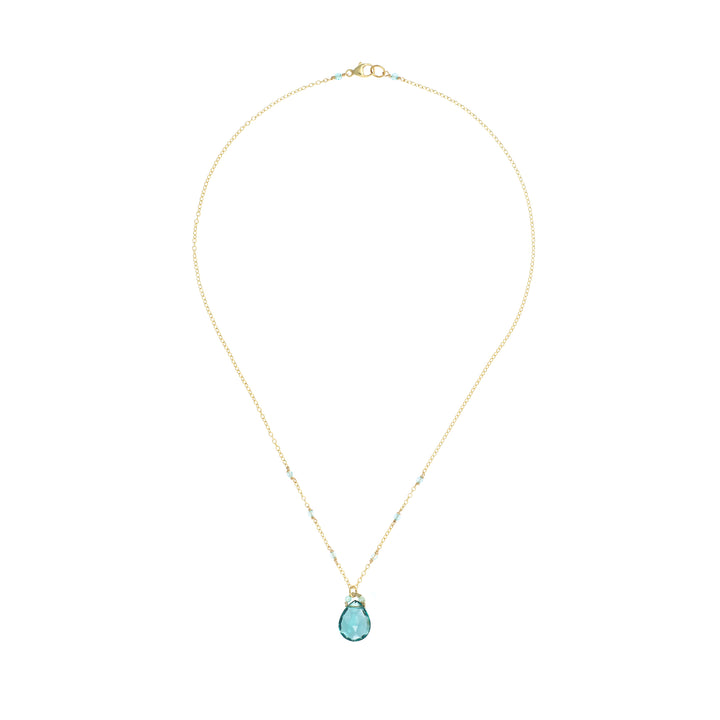 Aquamarine Quartz Drop Necklace
