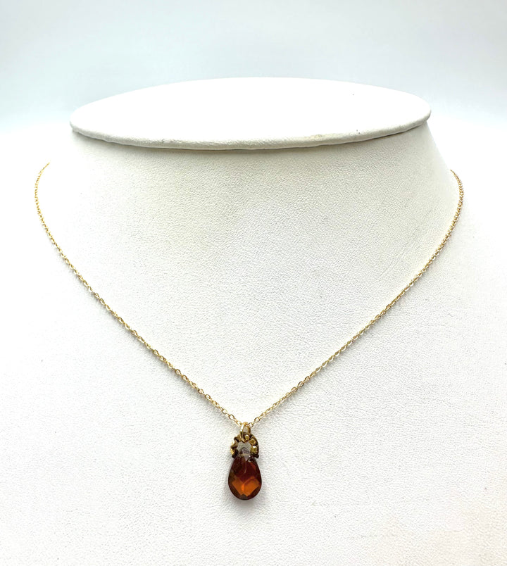 Topaz with Brown Cord Necklace