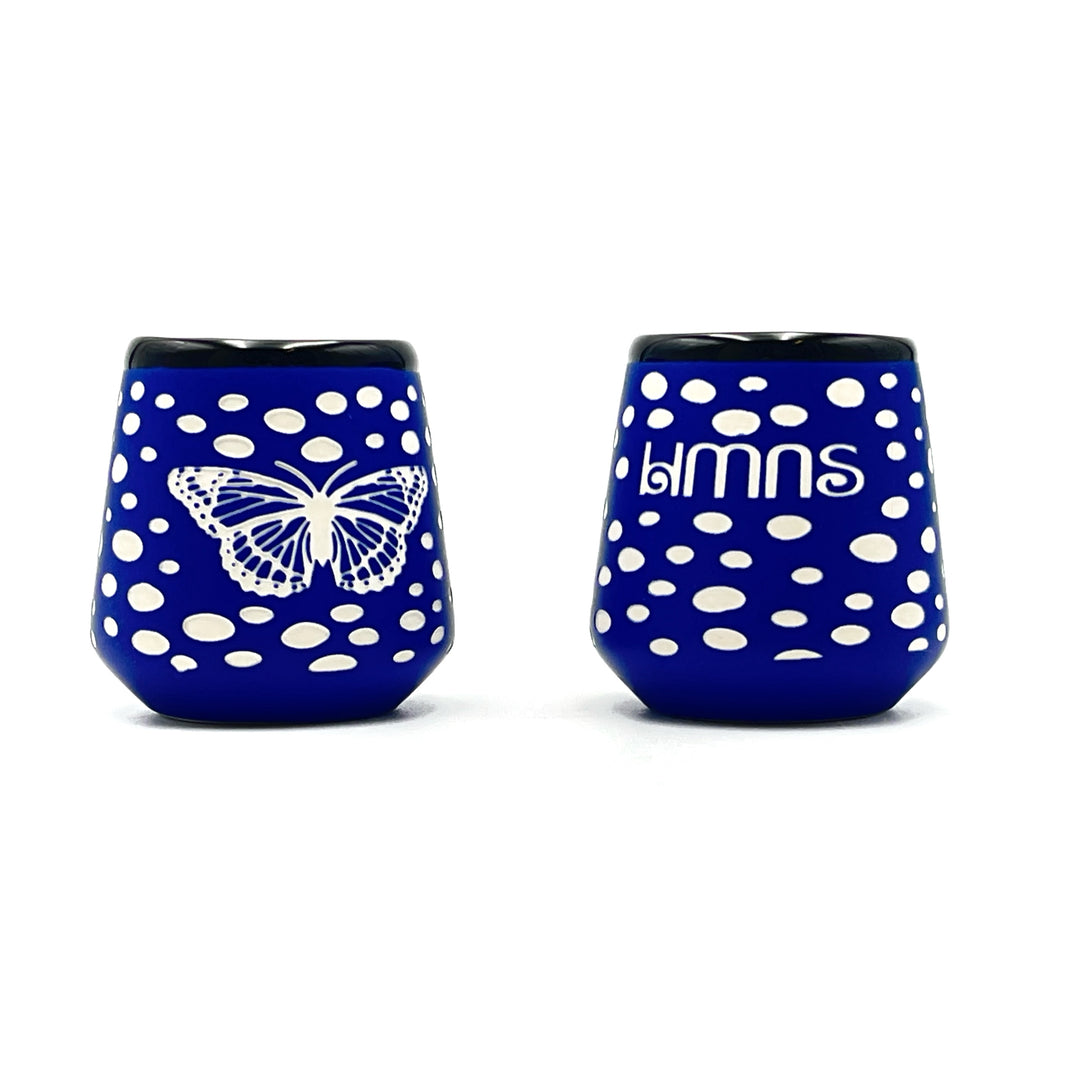 *FINAL SALE* HMNS Blue Morpho Etched Chit Chat Shot Glass