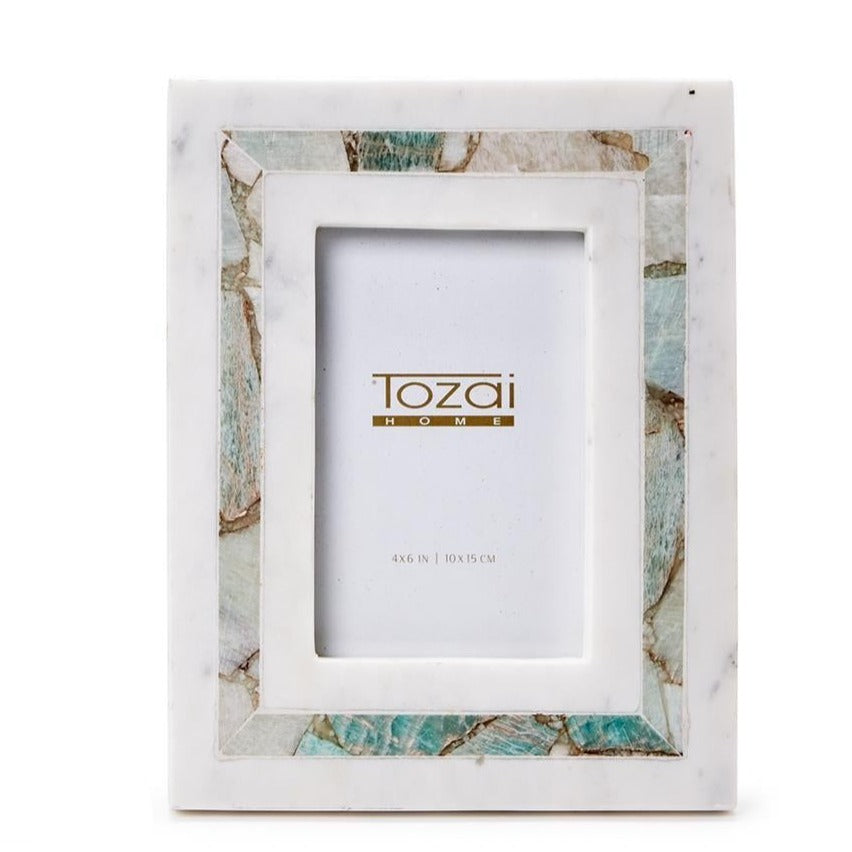 Amazonite and White Marble Frame-  4x6