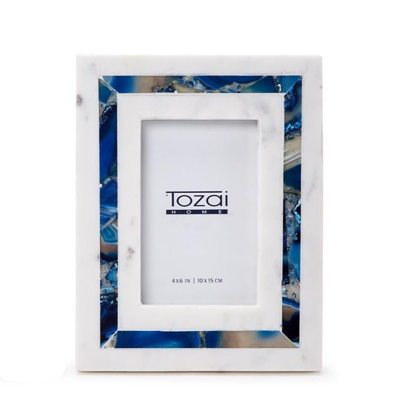 Blue Agate and White Marble Frame- 4x6