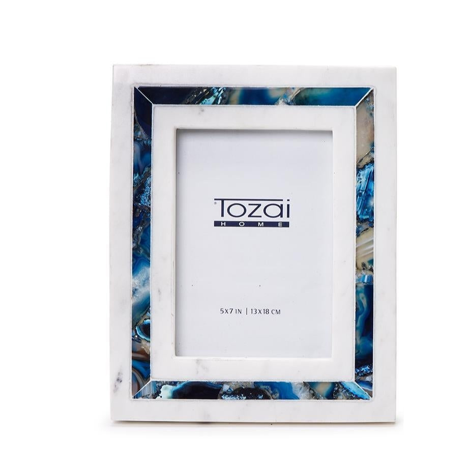 Blue Agate and White Marble Frame- 5x7