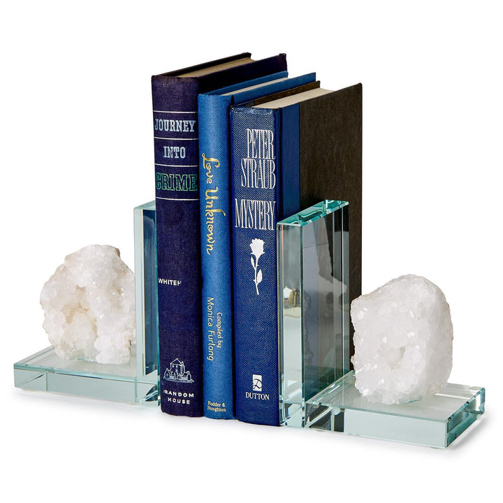 White Quartz Crystal Bookends