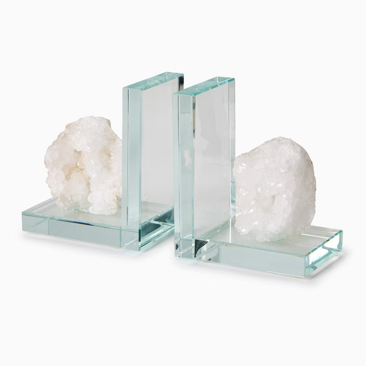 White Quartz Crystal Bookends