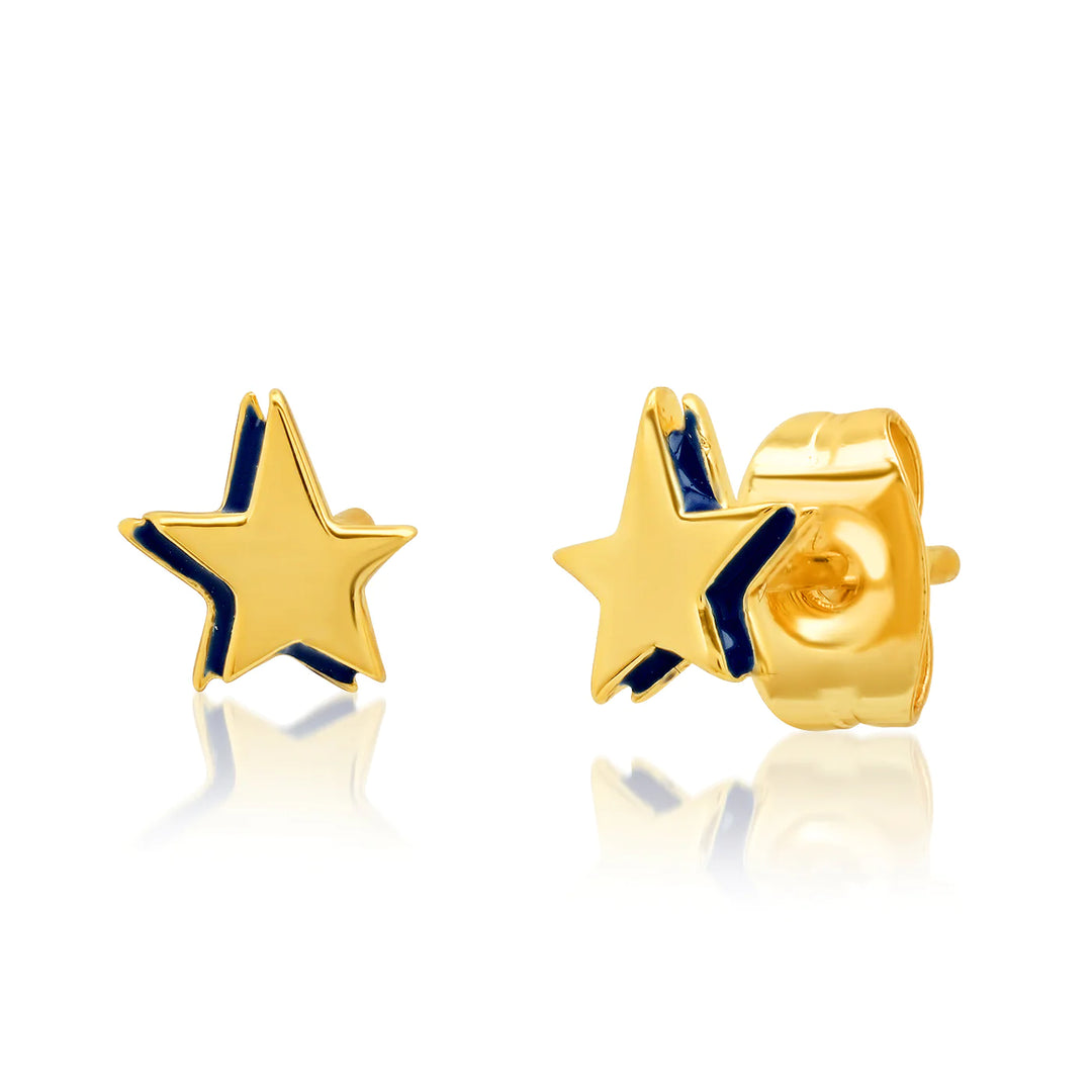Navy & Star Post Earrings