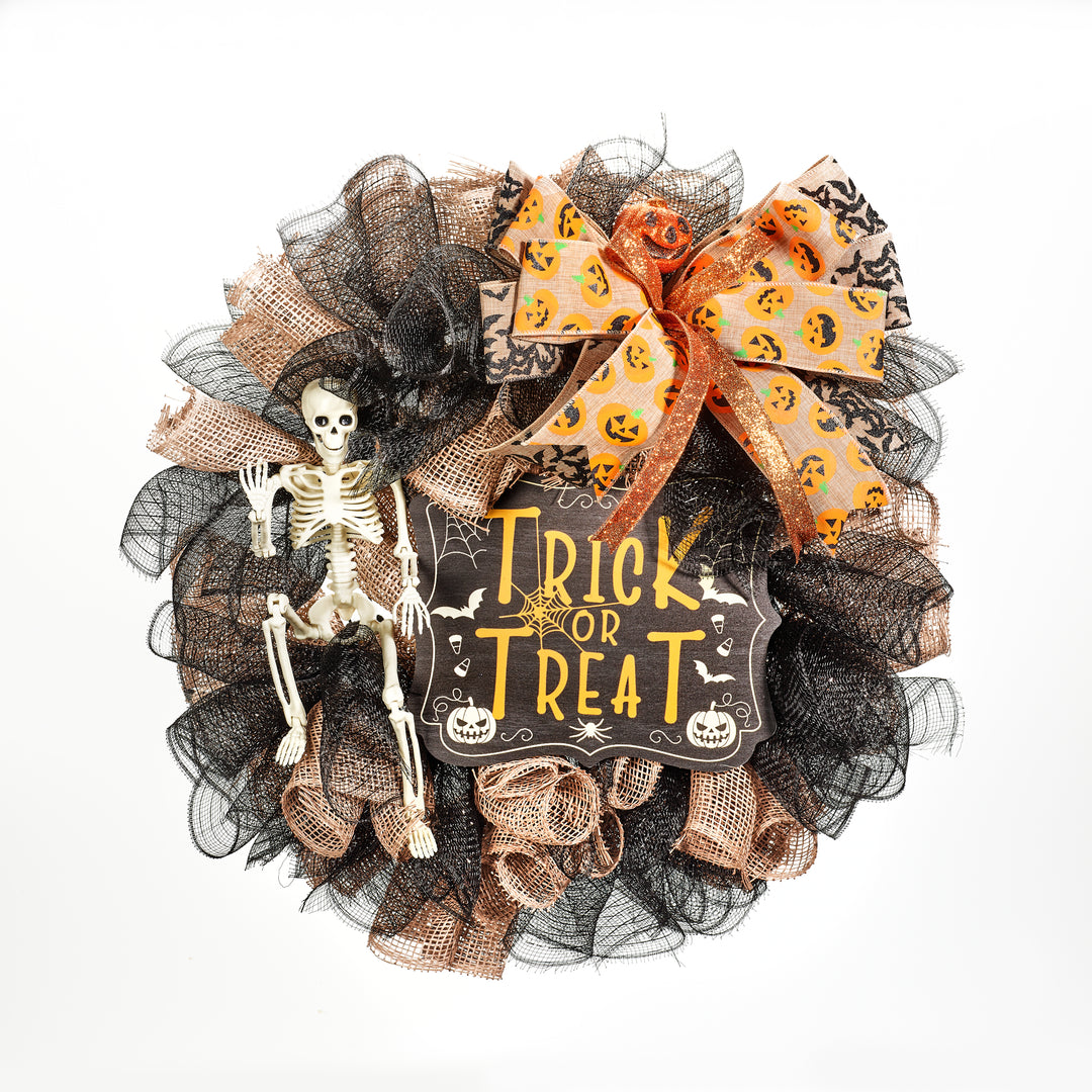 Trick or Treat Skeleton Wreath 24"