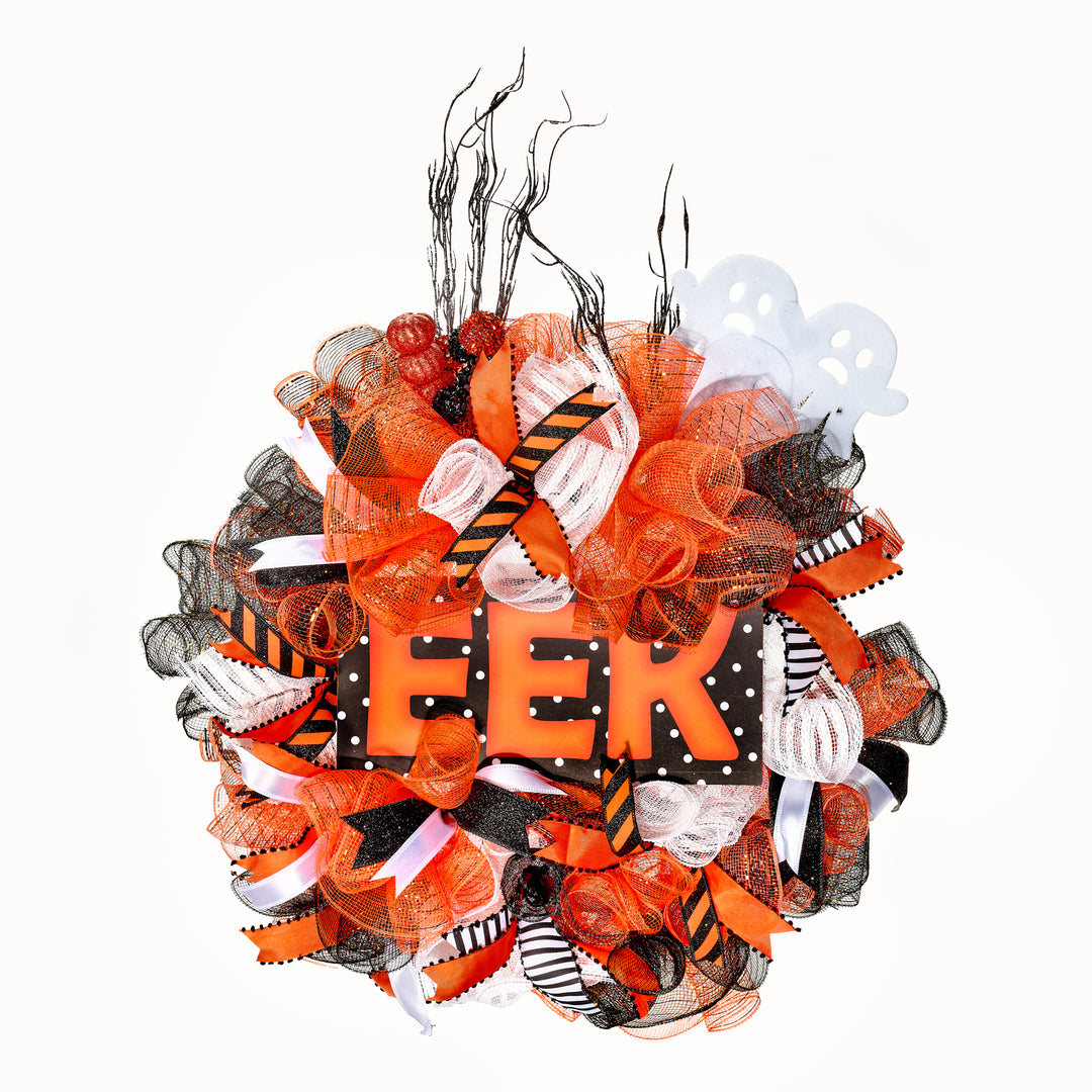 EEK Orange and White Wreath 24"