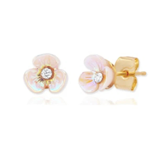 Tiny Iridescent Flower Studs