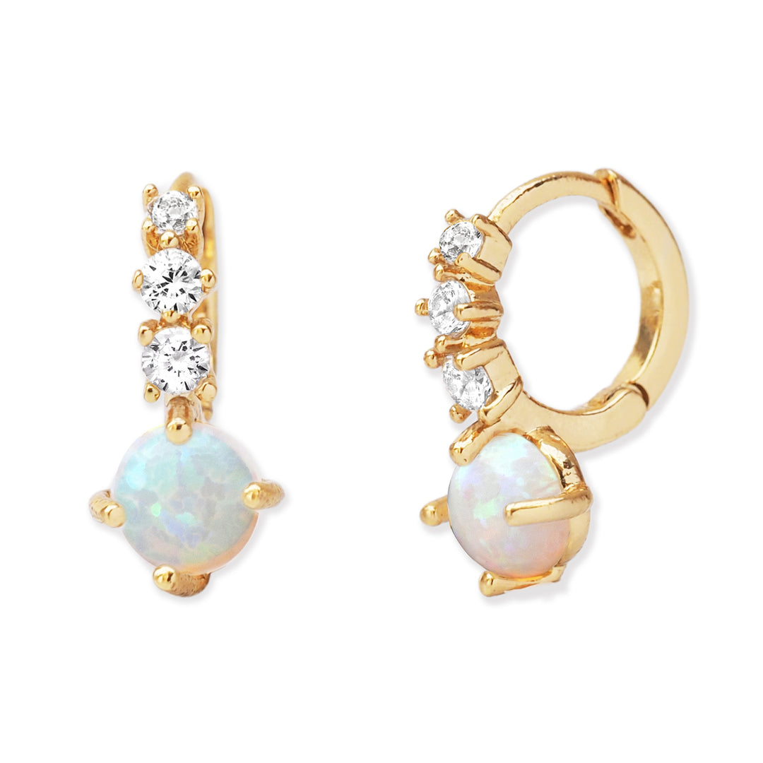 Bezel Set Opal Huggie