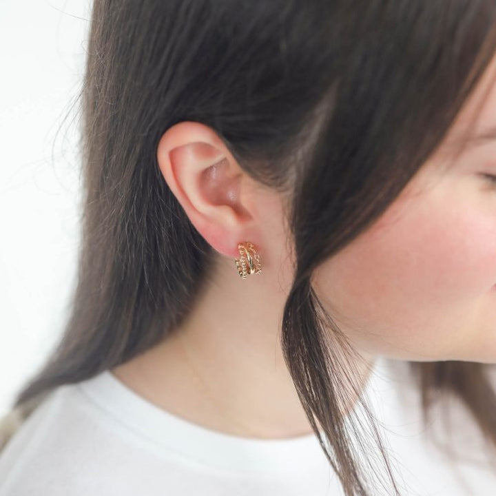 Gold Chain Link Triple Hoops
