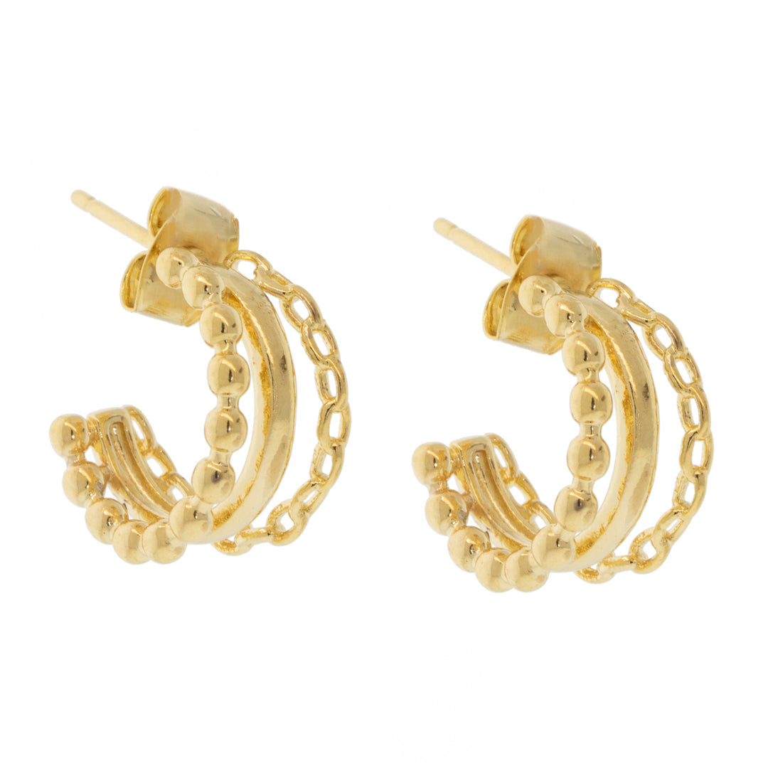 Gold Chain Link Triple Hoops