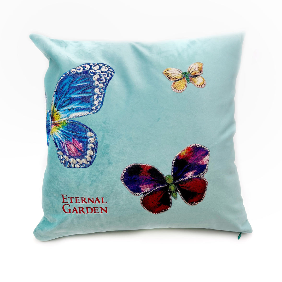 The Eternal Garden Embroidered Butterfly Pillow