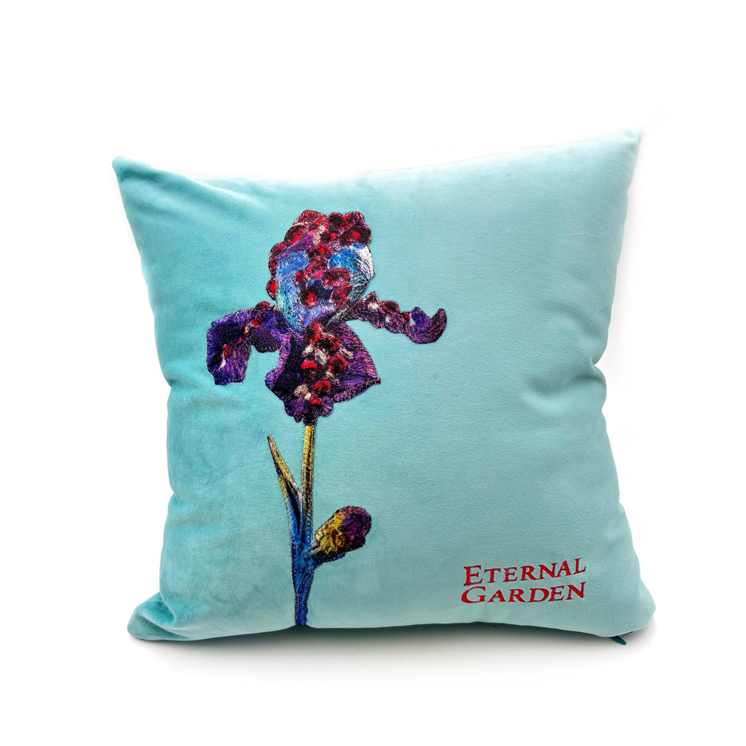 The Eternal Garden Embroidered Iris Pillow