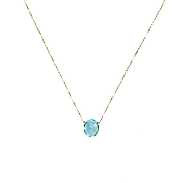 Aqua Quartz Oval Drop Necklace