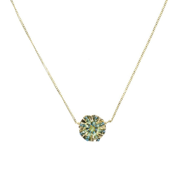 Sage Mix Bead Fan Necklace