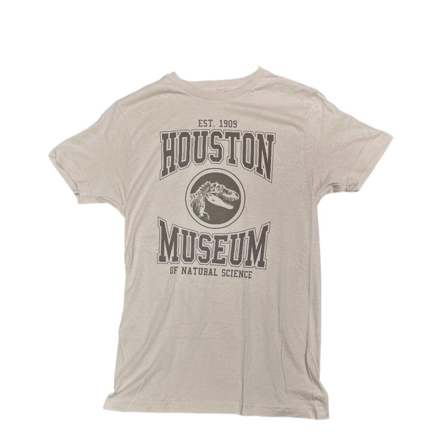 Beige t-shirt with Houston Museum of Natural Science logo
