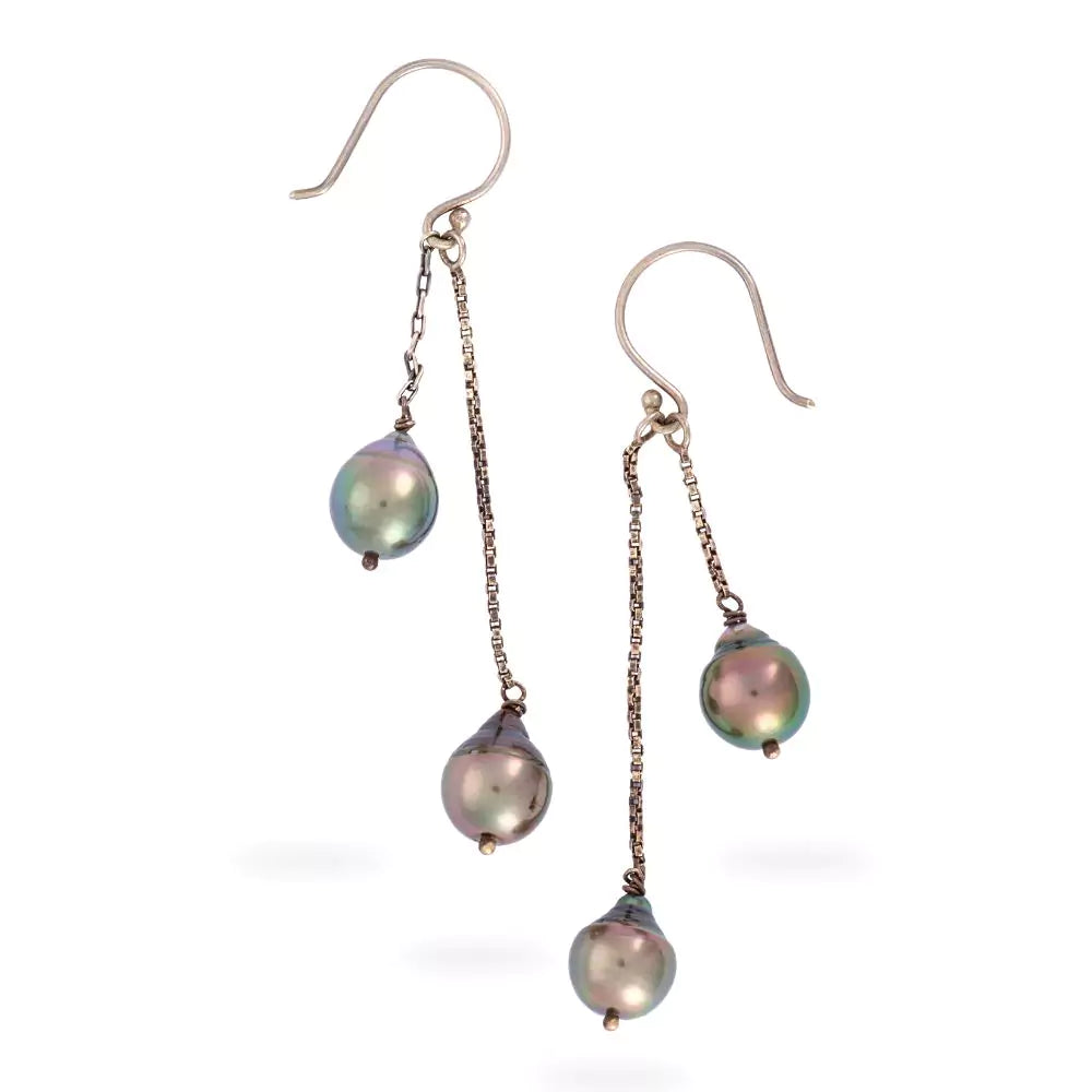 Double Drop Tahitian Pearl Earrings