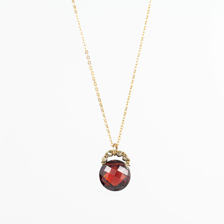 Pyrite & Garnet Coin Necklace
