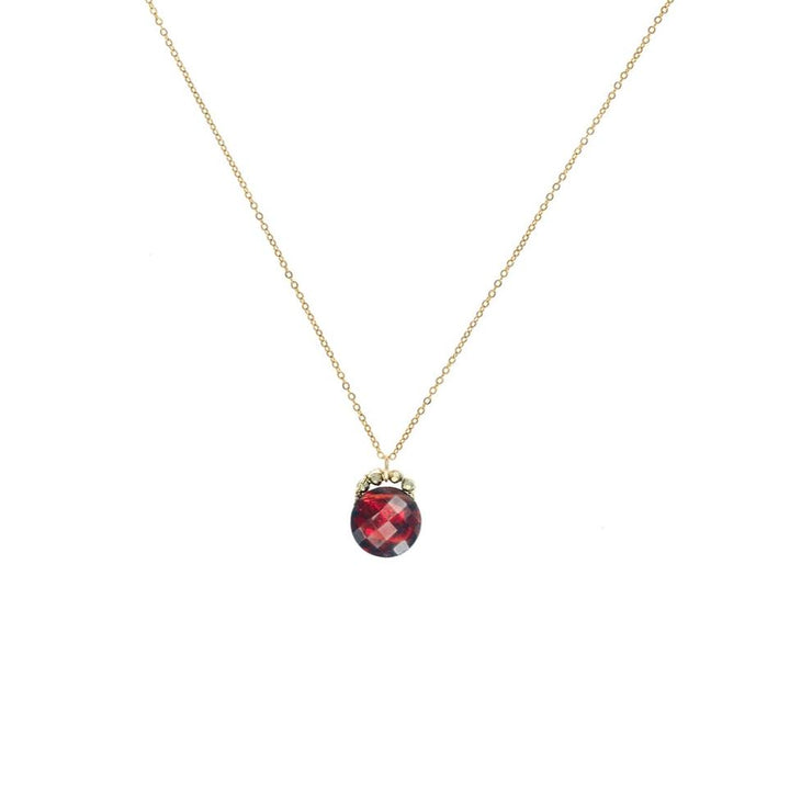 Pyrite & Garnet Coin Necklace