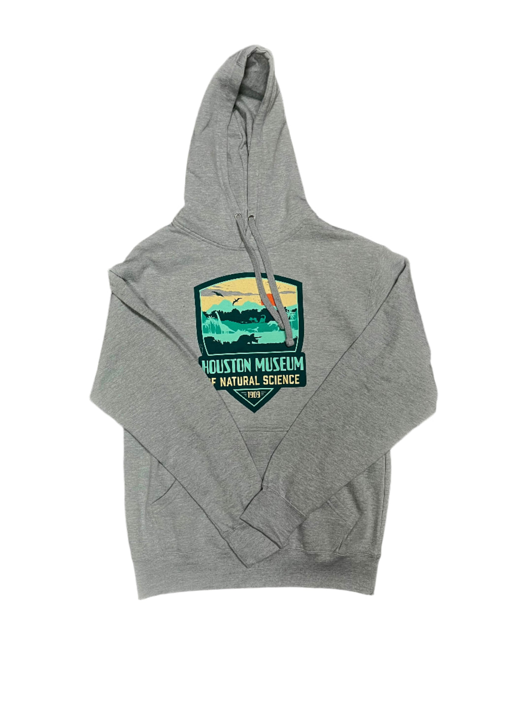 Gray hoodie with a Houston Museum of Natural Science logo