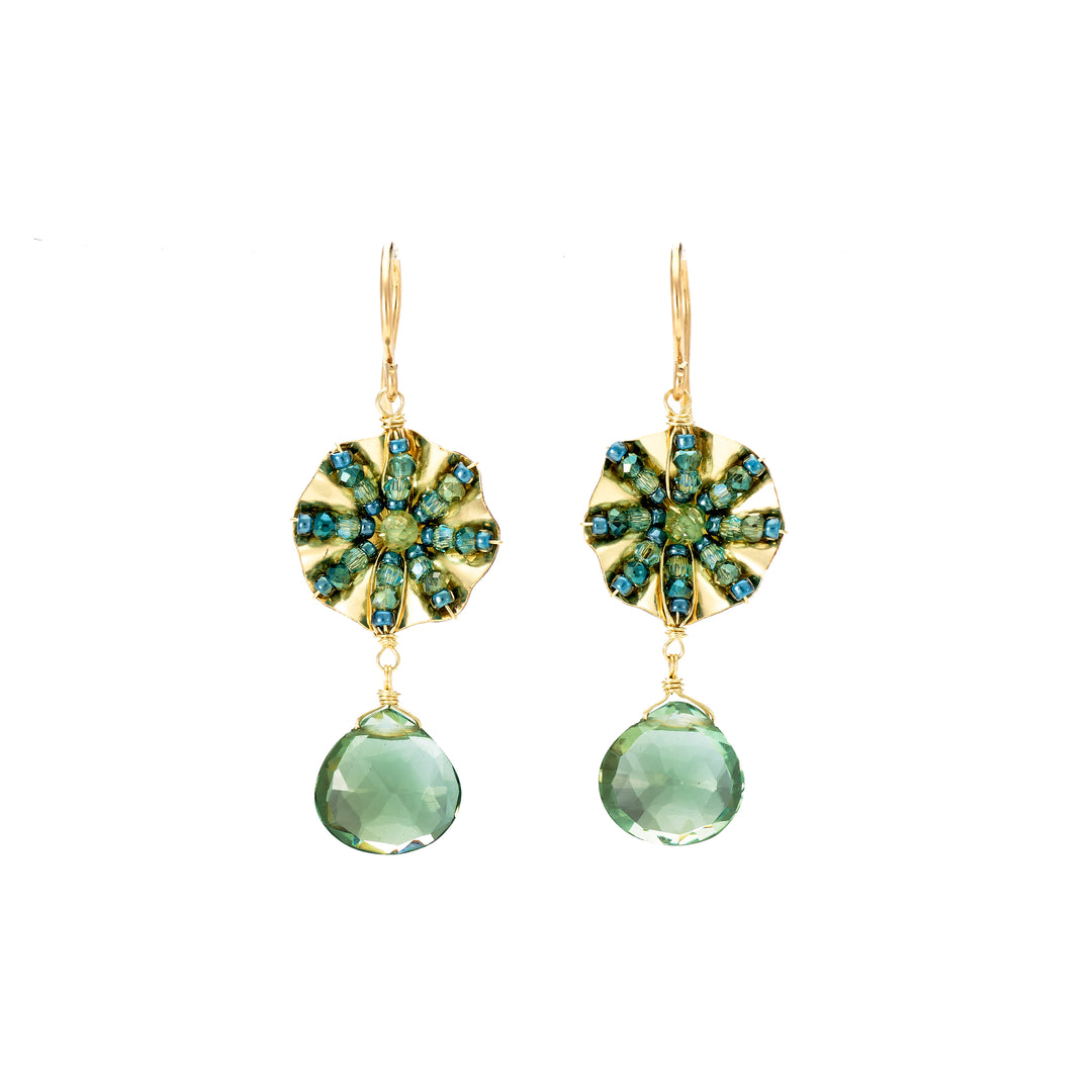 Art Deco Fan Sage Mix Earring