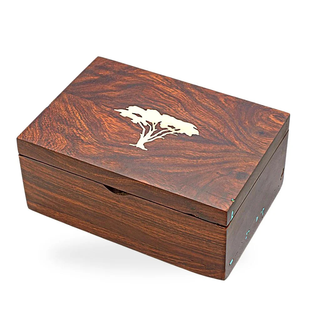 Ironwood Box with Silver Tree