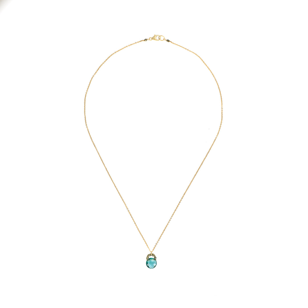 Indicolite & Pyrite Coin Necklace