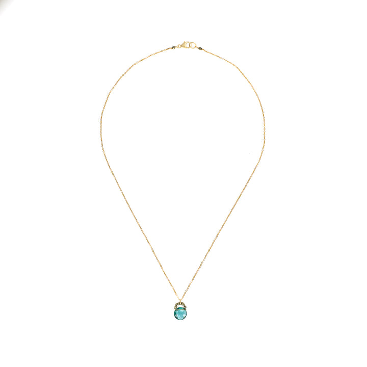 Indicolite & Pyrite Coin Necklace