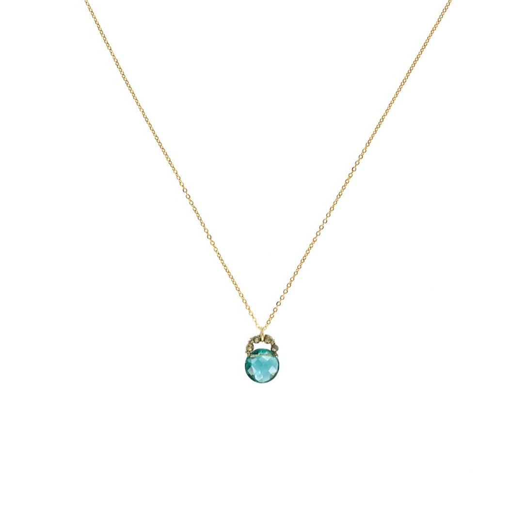 Indicolite & Pyrite Coin Necklace