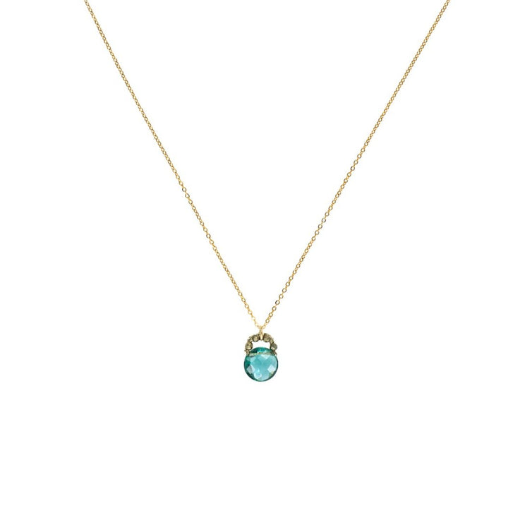 Indicolite & Pyrite Coin Necklace