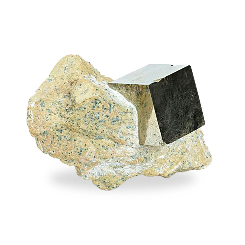 Iron Pyrite Cube in Matrix
