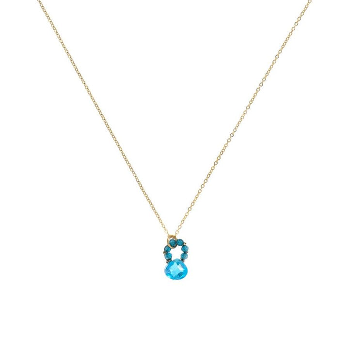 London Blue Beads & Blue Zircon Drop Necklace