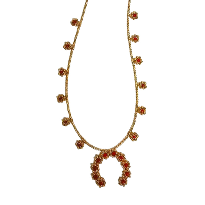 Baby Squash Blossom Necklace with Coral