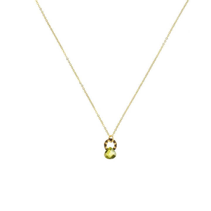 Olive Cubic Zirconia Drop with Cord Necklace