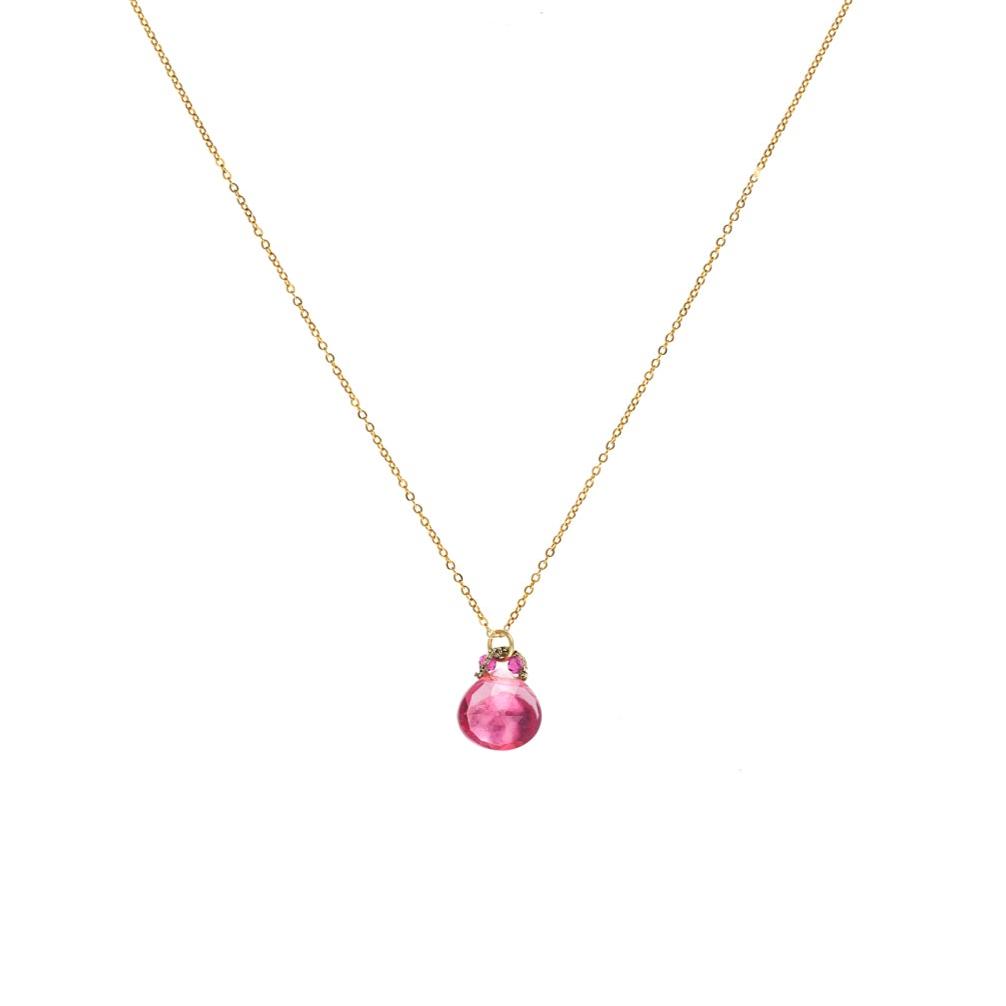 Pink Quartz Drop Necklace