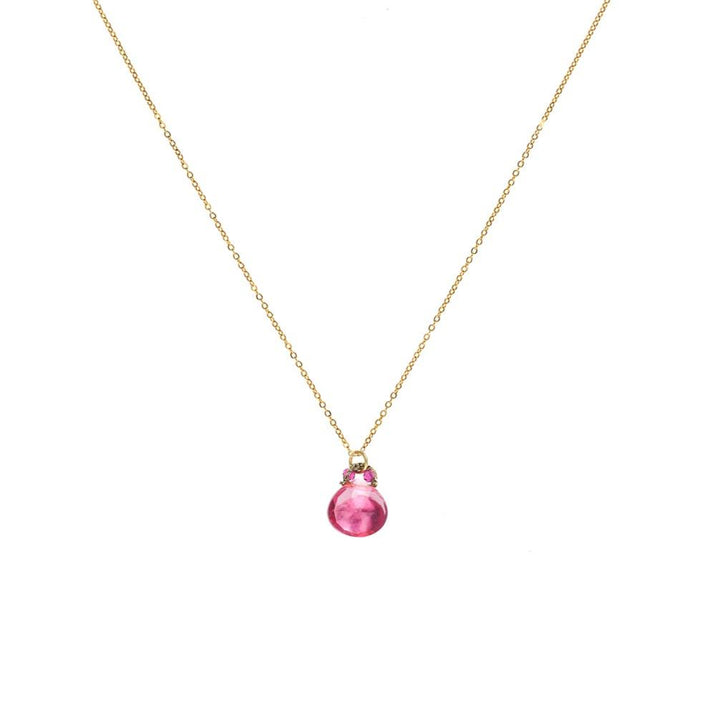 Pink Quartz Drop Necklace