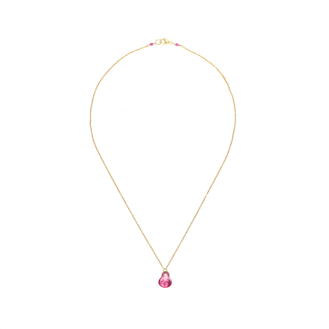 Pink Quartz Drop Necklace
