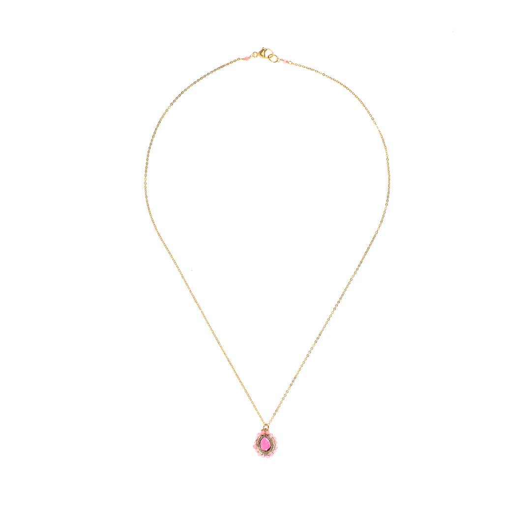 Caged Pink Tourmaline with Pink Tourmaline Orbit Necklace